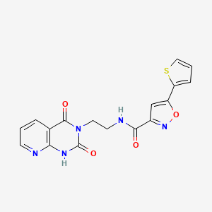 molecular formula C17H13N5O4S B2990788 N-(2-(2,4-二氧代-1,2-二氢吡啶并[2,3-d]嘧啶-3(4H)-基)乙基)-5-(噻吩-2-基)异恶唑-3-甲酰胺 CAS No. 2034504-78-2
