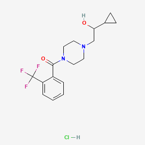 molecular formula C17H22ClF3N2O2 B2990793 (4-(2-Cyclopropyl-2-hydroxyethyl)piperazin-1-yl)(2-(trifluoromethyl)phenyl)methanone hydrochloride CAS No. 1396791-75-5