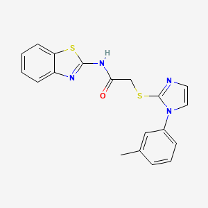 molecular formula C19H16N4OS2 B2990797 N-(benzo[d]thiazol-2-yl)-2-((1-(m-tolyl)-1H-imidazol-2-yl)thio)acetamide CAS No. 851131-17-4