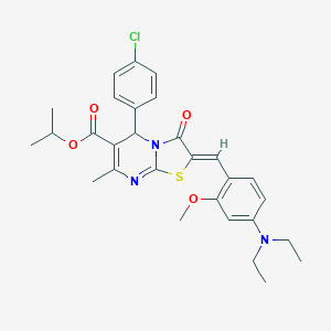 molecular formula C29H32ClN3O4S B299080 isopropyl 5-(4-chlorophenyl)-2-[4-(diethylamino)-2-methoxybenzylidene]-7-methyl-3-oxo-2,3-dihydro-5H-[1,3]thiazolo[3,2-a]pyrimidine-6-carboxylate 