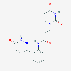 molecular formula C17H15N5O4 B2990805 3-(2,4-dioxo-3,4-dihydropyrimidin-1(2H)-yl)-N-(2-(6-oxo-1,6-dihydropyridazin-3-yl)phenyl)propanamide CAS No. 1448066-81-6