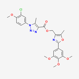 molecular formula C25H25ClN4O7 B2990807 (5-methyl-2-(3,4,5-trimethoxyphenyl)oxazol-4-yl)methyl 1-(3-chloro-4-methoxyphenyl)-5-methyl-1H-1,2,3-triazole-4-carboxylate CAS No. 1223762-52-4
