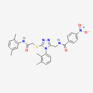 N-[[5-[2-(2,5-dimethylanilino)-2-oxoethyl]sulfanyl-4-(2,3-dimethylphenyl)-1,2,4-triazol-3-yl]methyl]-4-nitrobenzamide