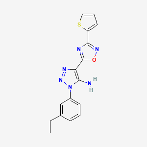 molecular formula C16H14N6OS B2990815 1-(3-ethylphenyl)-4-(3-(thiophen-2-yl)-1,2,4-oxadiazol-5-yl)-1H-1,2,3-triazol-5-amine CAS No. 892749-99-4