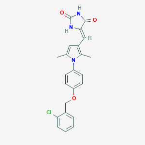 molecular formula C23H20ClN3O3 B299082 (5Z)-5-[(1-{4-[(2-chlorobenzyl)oxy]phenyl}-2,5-dimethyl-1H-pyrrol-3-yl)methylidene]imidazolidine-2,4-dione 
