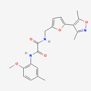 molecular formula C20H21N3O5 B2990826 N-[[5-(3,5-Dimethyl-1,2-oxazol-4-yl)furan-2-yl]methyl]-N'-(2-methoxy-5-methylphenyl)oxamide CAS No. 2415469-43-9