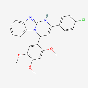 molecular formula C25H22ClN3O3 B2990850 2-(4-Chlorophenyl)-4-(2,4,5-trimethoxyphenyl)-1,4-dihydropyrimido[1,2-a]benzimidazole CAS No. 440640-70-0