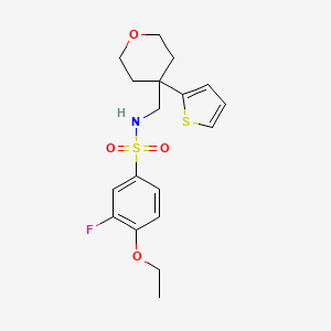 4-ethoxy-3-fluoro-N-((4-(thiophen-2-yl)tetrahydro-2H-pyran-4-yl)methyl)benzenesulfonamide