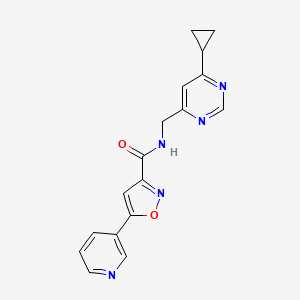 molecular formula C17H15N5O2 B2990869 N-((6-cyclopropylpyrimidin-4-yl)methyl)-5-(pyridin-3-yl)isoxazole-3-carboxamide CAS No. 2178771-86-1
