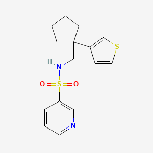 molecular formula C15H18N2O2S2 B2990887 N-((1-(thiophen-3-yl)cyclopentyl)methyl)pyridine-3-sulfonamide CAS No. 2034518-13-1