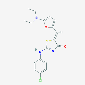 molecular formula C18H18ClN3O2S B299089 (5Z)-2-(4-chloroanilino)-5-[[5-(diethylamino)furan-2-yl]methylidene]-1,3-thiazol-4-one 
