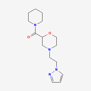 molecular formula C15H24N4O2 B2990891 Piperidin-1-yl-[4-(2-pyrazol-1-ylethyl)morpholin-2-yl]methanone CAS No. 2415465-89-1