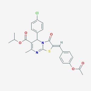 molecular formula C26H23ClN2O5S B299091 isopropyl 2-[4-(acetyloxy)benzylidene]-5-(4-chlorophenyl)-7-methyl-3-oxo-2,3-dihydro-5H-[1,3]thiazolo[3,2-a]pyrimidine-6-carboxylate 