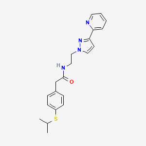 molecular formula C21H24N4OS B2990919 2-(4-(异丙硫基)苯基)-N-(2-(3-(吡啶-2-基)-1H-吡唑-1-基)乙基)乙酰胺 CAS No. 1448125-16-3