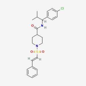 molecular formula C24H29ClN2O3S B2990923 N-[1-(4-Chlorophenyl)-2-methylpropyl]-1-[(E)-2-phenylethenyl]sulfonylpiperidine-4-carboxamide CAS No. 1030717-25-9