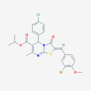 molecular formula C25H22BrClN2O4S B299093 isopropyl 2-(3-bromo-4-methoxybenzylidene)-5-(4-chlorophenyl)-7-methyl-3-oxo-2,3-dihydro-5H-[1,3]thiazolo[3,2-a]pyrimidine-6-carboxylate 