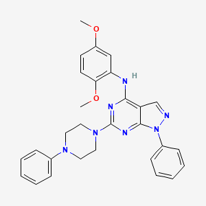 molecular formula C29H29N7O2 B2990932 N-(2,5-dimethoxyphenyl)-1-phenyl-6-(4-phenylpiperazin-1-yl)-1H-pyrazolo[3,4-d]pyrimidin-4-amine CAS No. 921470-24-8