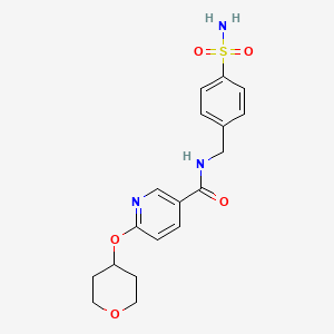 molecular formula C18H21N3O5S B2990935 N-(4-sulfamoylbenzyl)-6-((tetrahydro-2H-pyran-4-yl)oxy)nicotinamide CAS No. 1903914-86-2