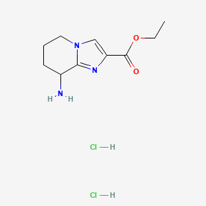 molecular formula C10H17Cl2N3O2 B2990937 Ethyl 8-amino-5,6,7,8-tetrahydroimidazo[1,2-a]pyridine-2-carboxylate;dihydrochloride CAS No. 2305252-98-4