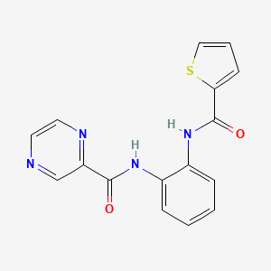 molecular formula C16H12N4O2S B2990941 N-[2-(噻吩-2-酰胺)苯基]吡嗪-2-甲酰胺 CAS No. 1207049-16-8