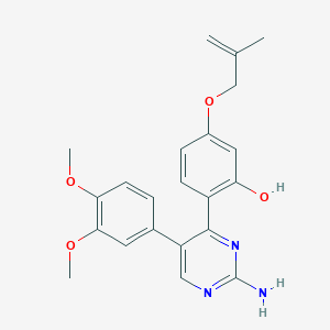 molecular formula C22H23N3O4 B2990942 2-(2-氨基-5-(3,4-二甲氧基苯基)嘧啶-4-基)-5-((2-甲基烯丙基)氧基)苯酚 CAS No. 902036-28-6