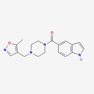 molecular formula C18H20N4O2 B2990945 5-({4-[(5-methylisoxazol-4-yl)methyl]piperazin-1-yl}carbonyl)-1H-indole CAS No. 1359368-18-5