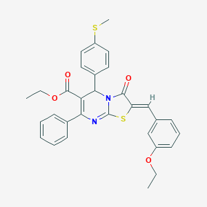 molecular formula C31H28N2O4S2 B299096 ethyl 2-(3-ethoxybenzylidene)-5-[4-(methylsulfanyl)phenyl]-3-oxo-7-phenyl-2,3-dihydro-5H-[1,3]thiazolo[3,2-a]pyrimidine-6-carboxylate 