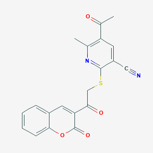 5-acetyl-6-methyl-2-((2-oxo-2-(2-oxo-2H-chromen-3-yl)ethyl)thio)nicotinonitrile