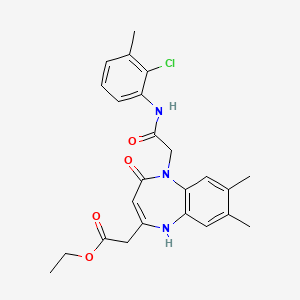 ethyl (5-{2-[(2-chloro-3-methylphenyl)amino]-2-oxoethyl}-7,8-dimethyl-4-oxo-4,5-dihydro-1H-1,5-benzodiazepin-2-yl)acetate