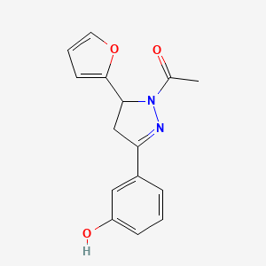 1-(5-(furan-2-yl)-3-(3-hydroxyphenyl)-4,5-dihydro-1H-pyrazol-1-yl)ethanone