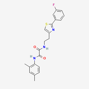 molecular formula C21H20FN3O2S B2990979 N1-(2,4-dimethylphenyl)-N2-(2-(2-(3-fluorophenyl)thiazol-4-yl)ethyl)oxalamide CAS No. 895784-67-5
