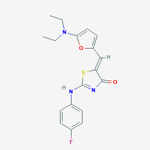 (5Z)-5-[[5-(diethylamino)furan-2-yl]methylidene]-2-(4-fluoroanilino)-1,3-thiazol-4-one