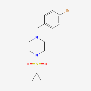 molecular formula C14H19BrN2O2S B2990982 1-[(4-Bromophenyl)methyl]-4-cyclopropylsulfonylpiperazine CAS No. 2415468-79-8