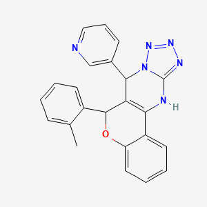 molecular formula C23H18N6O B2990994 7-(pyridin-3-yl)-6-(o-tolyl)-7,12-dihydro-6H-chromeno[4,3-d]tetrazolo[1,5-a]pyrimidine CAS No. 923172-58-1