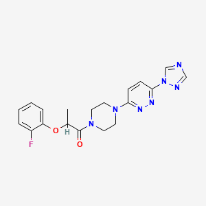 molecular formula C19H20FN7O2 B2991015 1-(4-(6-(1H-1,2,4-triazol-1-yl)pyridazin-3-yl)piperazin-1-yl)-2-(2-fluorophenoxy)propan-1-one CAS No. 1788784-42-8