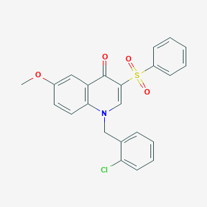 molecular formula C23H18ClNO4S B2991017 1-(2-chlorobenzyl)-6-methoxy-3-(phenylsulfonyl)quinolin-4(1H)-one CAS No. 866725-88-4