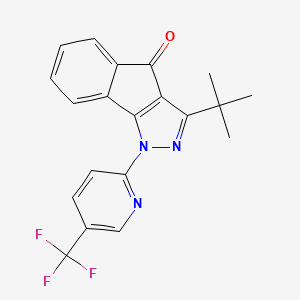 molecular formula C20H16F3N3O B2991037 3-(Tert-butyl)-1-(5-(trifluoromethyl)(2-pyridyl))indeno[2,3-D]pyrazol-4-one CAS No. 1024537-54-9