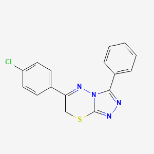 molecular formula C16H11ClN4S B2991038 6-(4-chlorophenyl)-3-phenyl-7H-[1,2,4]triazolo[3,4-b][1,3,4]thiadiazine CAS No. 68469-05-6