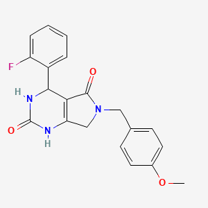 molecular formula C20H18FN3O3 B2991039 4-(2-氟苯基)-6-(4-甲氧基苄基)-3,4,6,7-四氢-1H-吡咯并[3,4-d]嘧啶-2,5-二酮 CAS No. 946325-45-7