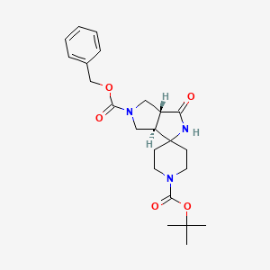 molecular formula C23H31N3O5 B2991045 Trans-5-Benzyl 1-Tert-Butyl 3-Oxotetrahydro-2H-Spiro[Piperidine-4,1-Pyrrolo[3,4-C]Pyrrole]-1,5(3H)-Dicarboxylate CAS No. 1951442-13-9