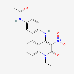 molecular formula C19H18N4O4 B2991057 N-(4-((1-ethyl-3-nitro-2-oxo-1,2-dihydroquinolin-4-yl)amino)phenyl)acetamide CAS No. 433324-23-3