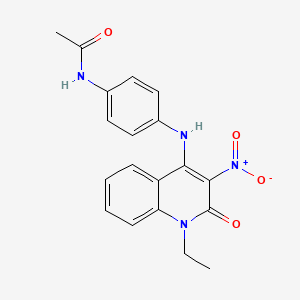 molecular formula C19H18N4O4 B2991057 N-(4-((1-乙基-3-硝基-2-氧代-1,2-二氢喹啉-4-基)氨基)苯基)乙酰胺 CAS No. 433324-23-3