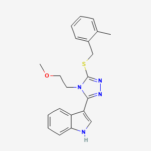 molecular formula C21H22N4OS B2991075 3-(4-(2-methoxyethyl)-5-((2-methylbenzyl)thio)-4H-1,2,4-triazol-3-yl)-1H-indole CAS No. 852145-17-6