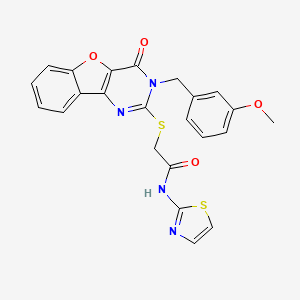 molecular formula C23H18N4O4S2 B2991078 2-{[3-(3-methoxybenzyl)-4-oxo-3,4-dihydro[1]benzofuro[3,2-d]pyrimidin-2-yl]sulfanyl}-N-(1,3-thiazol-2-yl)acetamide CAS No. 899941-51-6