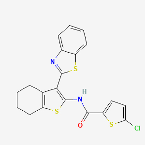 molecular formula C20H15ClN2OS3 B2991085 N-[3-(1,3-benzothiazol-2-yl)-4,5,6,7-tetrahydro-1-benzothiophen-2-yl]-5-chlorothiophene-2-carboxamide CAS No. 325988-46-3