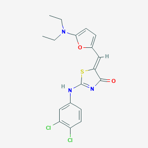 molecular formula C18H17Cl2N3O2S B299110 (5Z)-2-(3,4-dichloroanilino)-5-[[5-(diethylamino)furan-2-yl]methylidene]-1,3-thiazol-4-one 