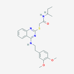 molecular formula C24H30N4O3S B2991112 N-(sec-butyl)-2-((4-((3,4-dimethoxyphenethyl)amino)quinazolin-2-yl)thio)acetamide CAS No. 688355-29-5