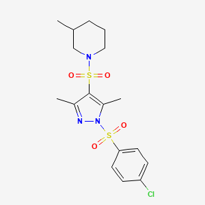 molecular formula C17H22ClN3O4S2 B2991113 1-{[1-(4-chlorobenzenesulfonyl)-3,5-dimethyl-1H-pyrazol-4-yl]sulfonyl}-3-methylpiperidine CAS No. 957013-69-3
