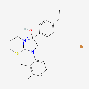 molecular formula C22H27BrN2OS B2991118 1-(2,3-二甲基苯基)-3-(4-乙基苯基)-3-羟基-3,5,6,7-四氢-2H-咪唑并[2,1-b][1,3]噻嗪-1-溴化物 CAS No. 1106744-45-9