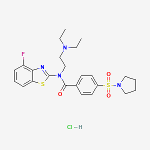 molecular formula C24H30ClFN4O3S2 B2991138 N-(2-(diethylamino)ethyl)-N-(4-fluorobenzo[d]thiazol-2-yl)-4-(pyrrolidin-1-ylsulfonyl)benzamide hydrochloride CAS No. 1329899-77-5